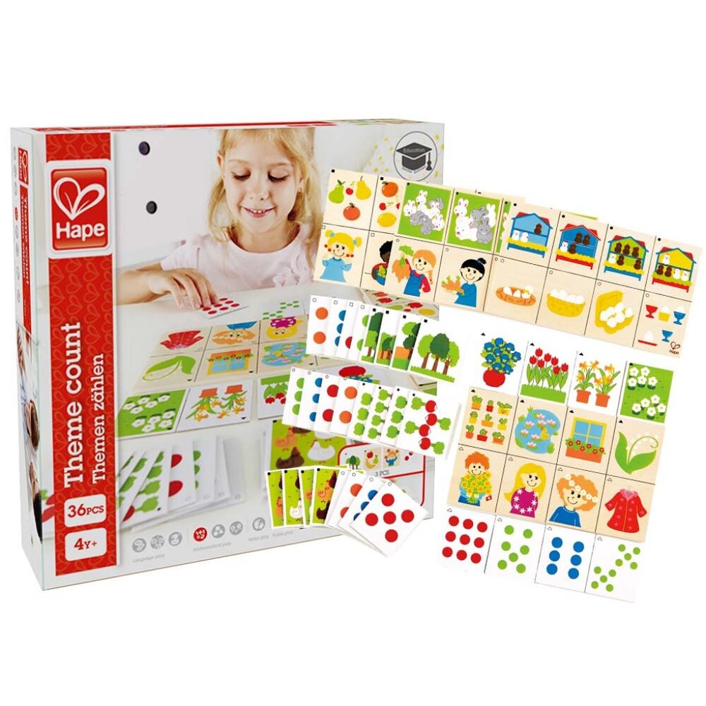 New in Box Hape Wooden Card Game- Theme Count Kid's Math Skills